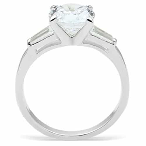Sterling Silver CZ Baguette Solitaire Ring view 3
