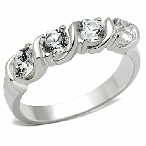 Sterling Silver CZ Five Stone S-Wave Ring | The Stainless Jewelry view 1