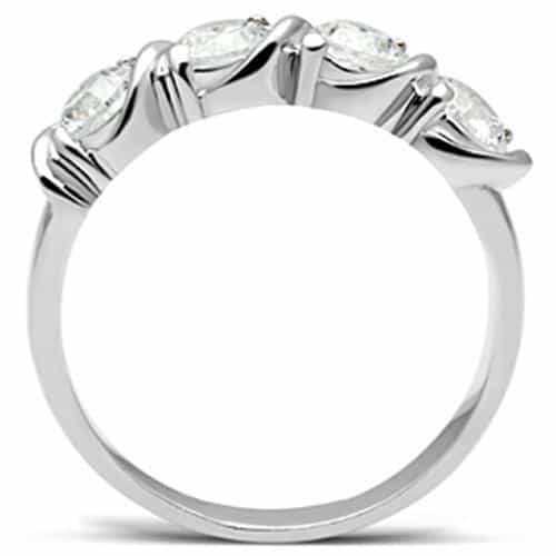 Sterling Silver CZ Five Stone S-Wave Ring | The Stainless Jewelry view 3