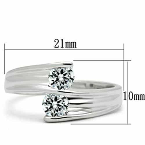 Sterling SilverStainless Steel CZ Round Solitaire Tension Ring view 2