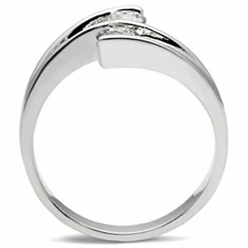 Sterling SilverStainless Steel CZ Round Solitaire Tension Ring view 7