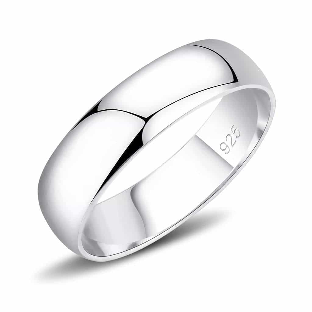 Sterling Silver Polished Classic Wedding Band Ring view 7