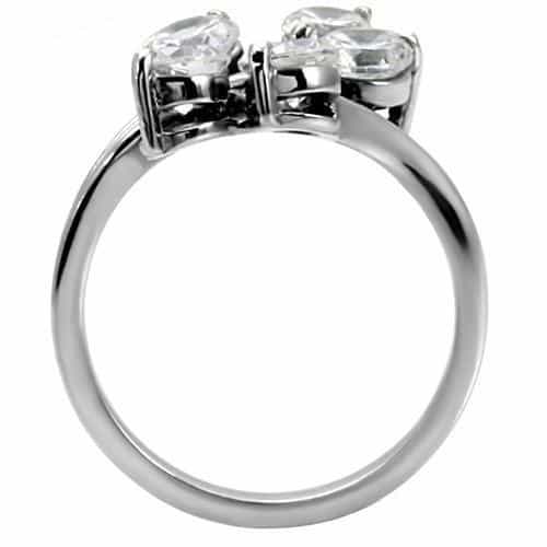 Stainless Steel Stainless Steel CZ Round Triple Cluster Ring view 9