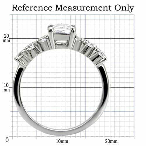 Stainless Steel Stainless Steel CZ Emerald Cut Round Accent Ring view 2
