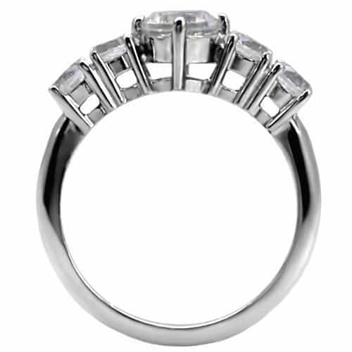 Stainless Steel Stainless Steel CZ Round Five Stone Ring view 9