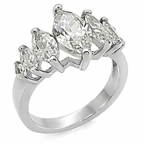 Stainless Steel Stainless Steel CZ Marquise Pear Cluster Ring view 6
