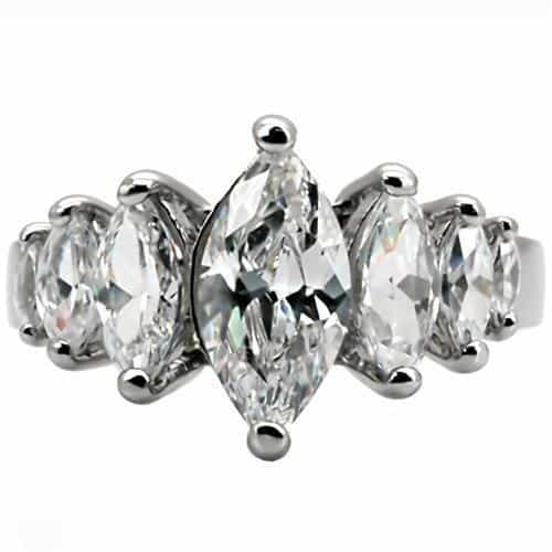 Stainless Steel Stainless Steel CZ Marquise Pear Cluster Ring view 8