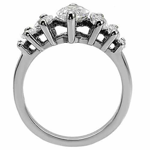 Stainless Steel Stainless Steel CZ Marquise Pear Cluster Ring view 9