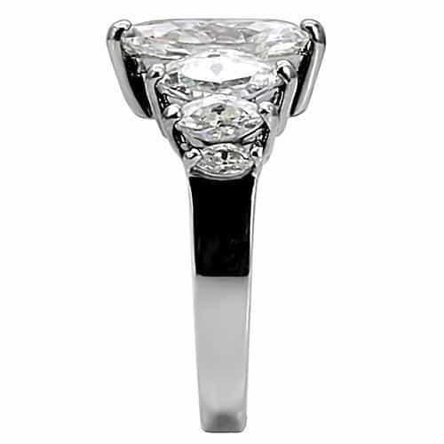 Stainless Steel Stainless Steel CZ Marquise Pear Cluster Ring view 10