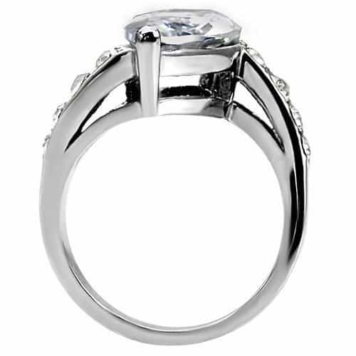 Stainless Steel Stainless Steel CZ Marquise Pave Bypass Ring view 9