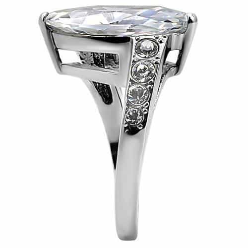 Stainless Steel Stainless Steel CZ Marquise Pave Bypass Ring view 10