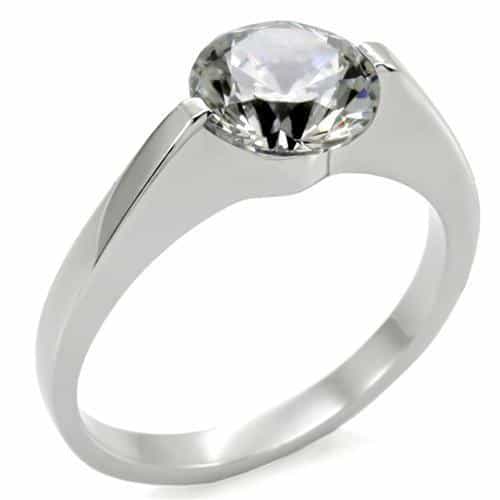 Stainless Steel Round Tiffany Ring | The Stainless Jewelry view 1