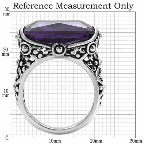 Stainless Steel Stainless Steel Dark Amethyst Emerald Cut Ring view 7