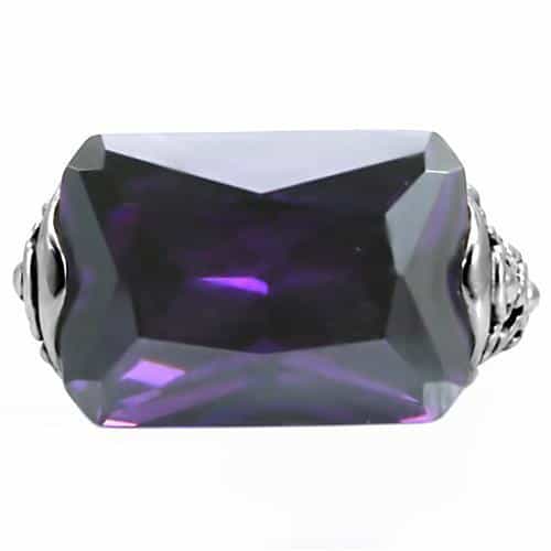 Stainless Steel Stainless Steel Dark Amethyst Emerald Cut Ring view 8