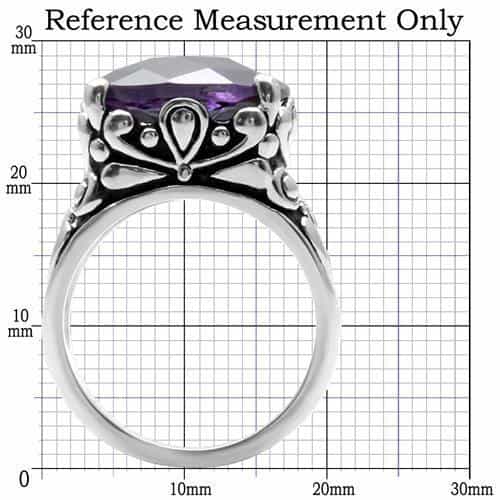 Stainless Steel Stainless Steel Purple Amethyst Cushion Ring view 7