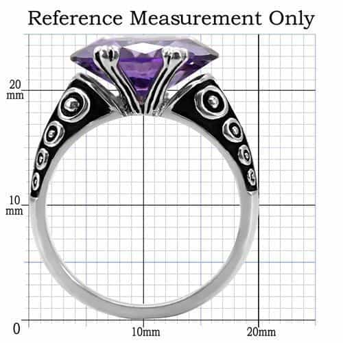 Stainless Steel Stainless Steel Purple Amethyst Oval Ornate Ring view 7