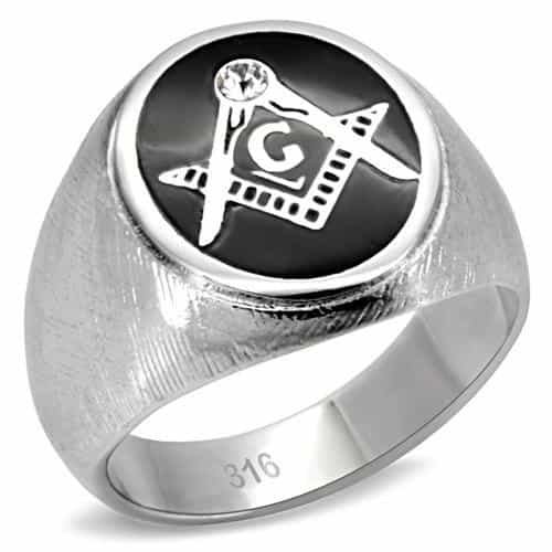 Stainless Steel Masonic Round Ring | The Stainless Jewelry view 1