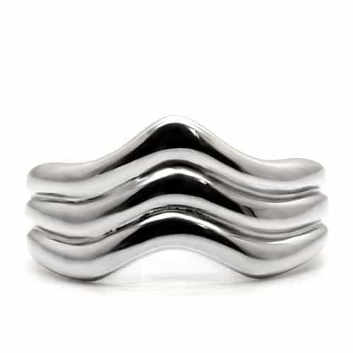 Stainless Steel Stainless Steel Polished Wave Ridged Wide Ring view 8