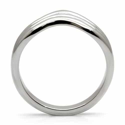 Stainless Steel Stainless Steel Polished Wave Ridged Wide Ring view 9