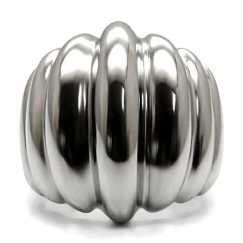 Stainless Steel Stainless Steel Polished Ribbed Scalloped Ring view 8