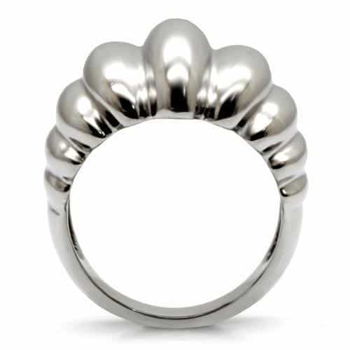 Stainless Steel Stainless Steel Polished Ribbed Scalloped Ring view 9