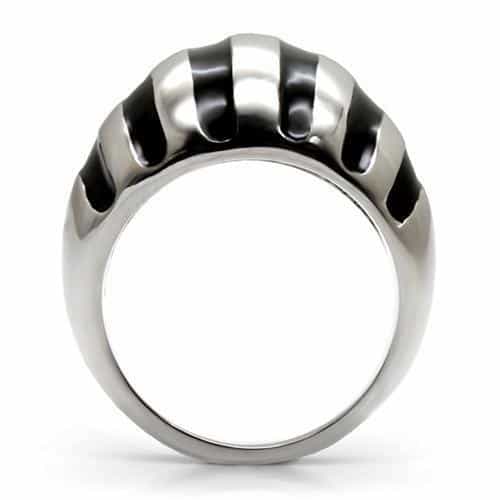 Stainless Steel Stainless Steel Polished Ribbed Dome Ring view 4
