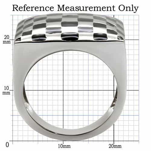 Stainless Steel Black Silver Checkerboard Square Signet Ring view 2