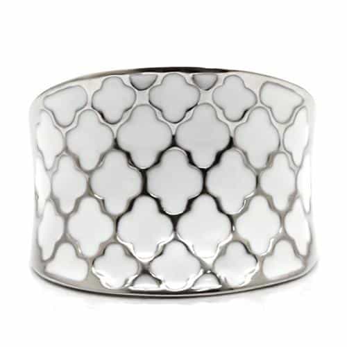 Stainless Steel White Pebble Texture Wide Band Ring view 8
