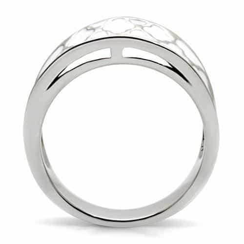 Stainless Steel White Pebble Texture Wide Band Ring view 4