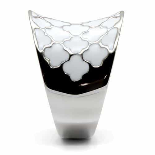 Stainless Steel White Pebble Texture Wide Band Ring view 10