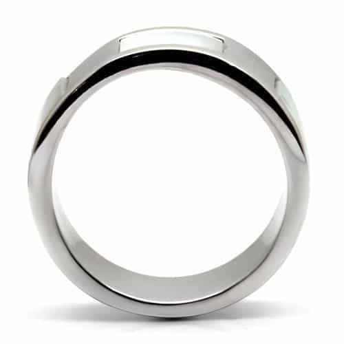 Stainless Steel Mother of Pearl Square Inlay Wide Band Ring view 9