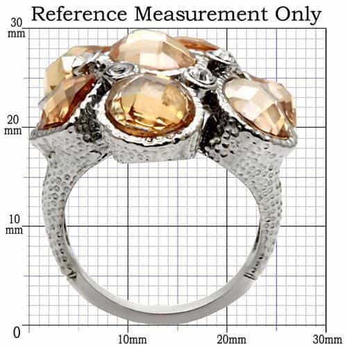 Stainless Steel Champagne CZ Faceted Cluster Cocktail Ring view 7