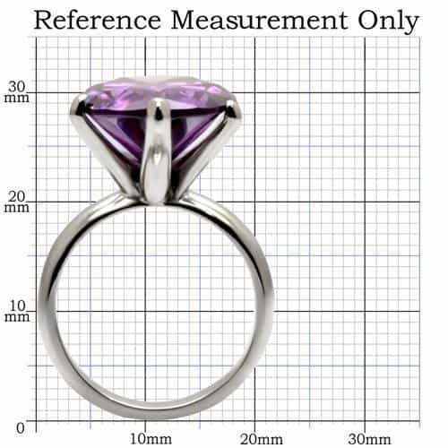 Stainless Steel Purple Amethyst Round Oversized Solitaire Ring view 7