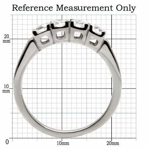 Stainless Steel CZ Round Three Stone Slim Band Ring view 7