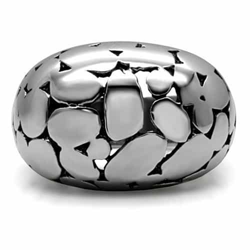 Stainless Steel Polished Heart Pattern Dome Ring view 8