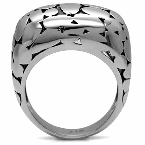 Stainless Steel Polished Heart Pattern Dome Ring view 4