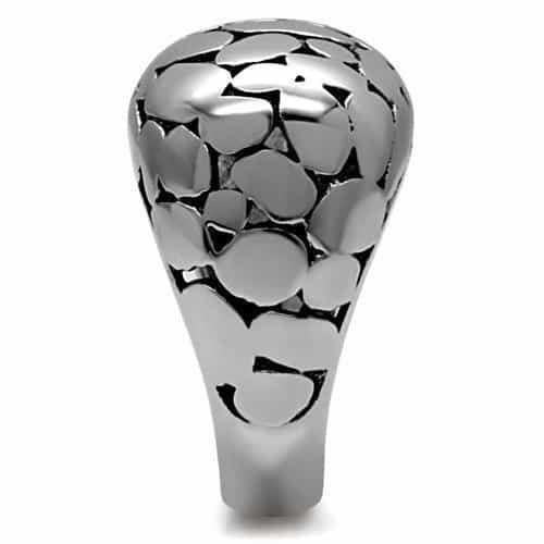 Stainless Steel Polished Heart Pattern Dome Ring view 5