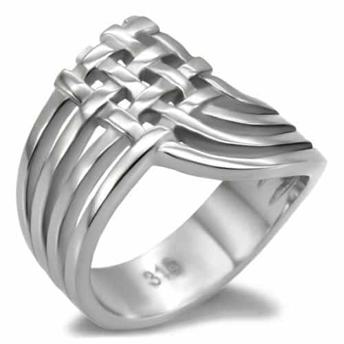 Stainless Steel Woven Basket Ring | The Stainless Jewelry view 1