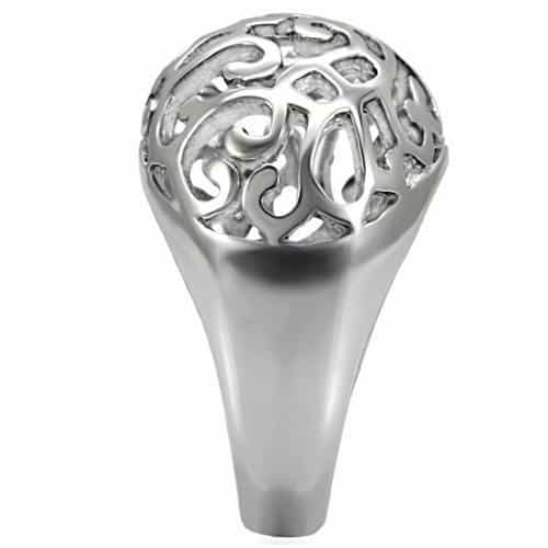 Stainless Steel Polished Filigree Scroll Open Work Dome Ring view 10