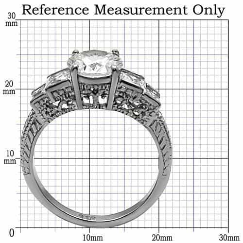 Stainless Steel CZ Three Stone Filigree Ring view 2