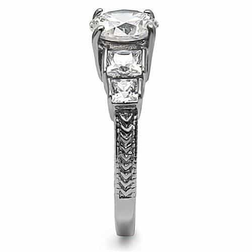 Stainless Steel CZ Three Stone Filigree Ring view 5
