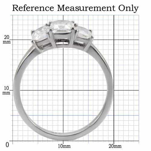 Stainless Steel CZ Princess Cut Three Stone Ring view 7