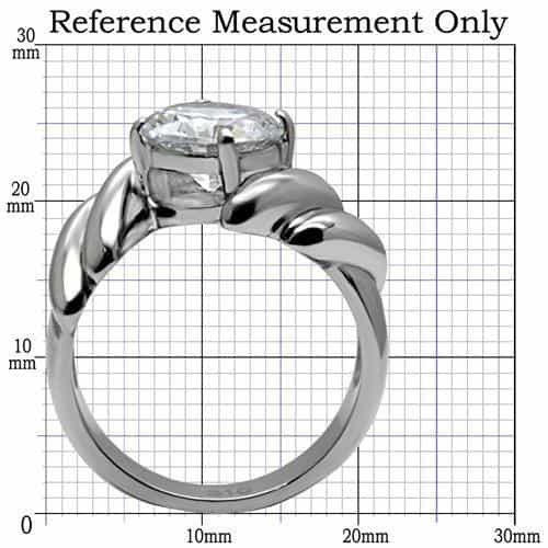 Stainless Steel CZ Round Solitaire Twist Knot Band Ring view 7