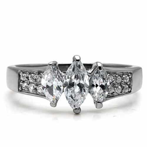 Stainless Steel CZ Marquise Pave Band Ring view 8