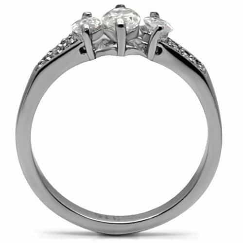 Stainless Steel CZ Marquise Pave Band Ring view 4