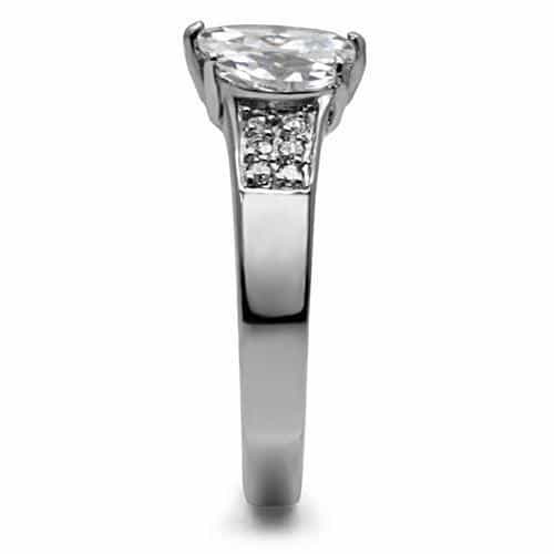 Stainless Steel CZ Marquise Pave Band Ring view 5
