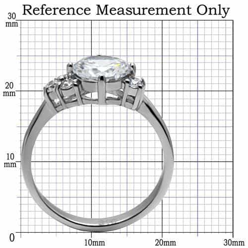 Stainless Steel CZ Round Three Stone Pave Accent Ring view 7