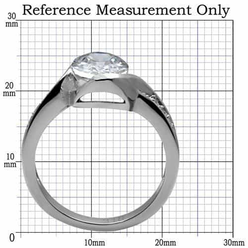 Stainless Steel CZ Oval Pave Bypass Ring | The Stainless Jewelry view 2