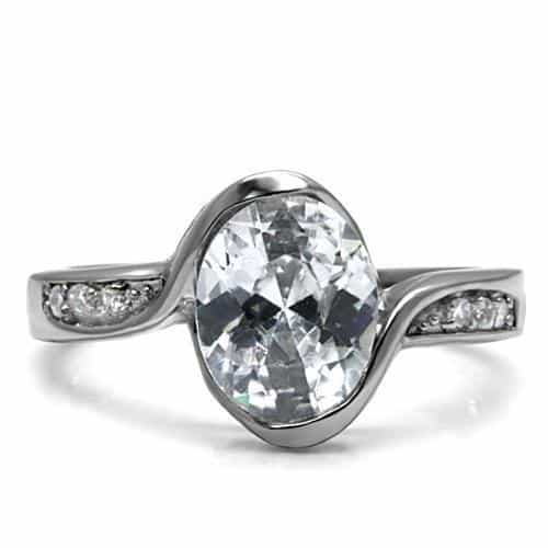 Stainless Steel CZ Oval Pave Bypass Ring | The Stainless Jewelry view 3