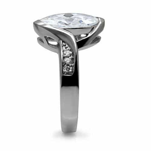 Stainless Steel CZ Oval Pave Bypass Ring | The Stainless Jewelry view 10